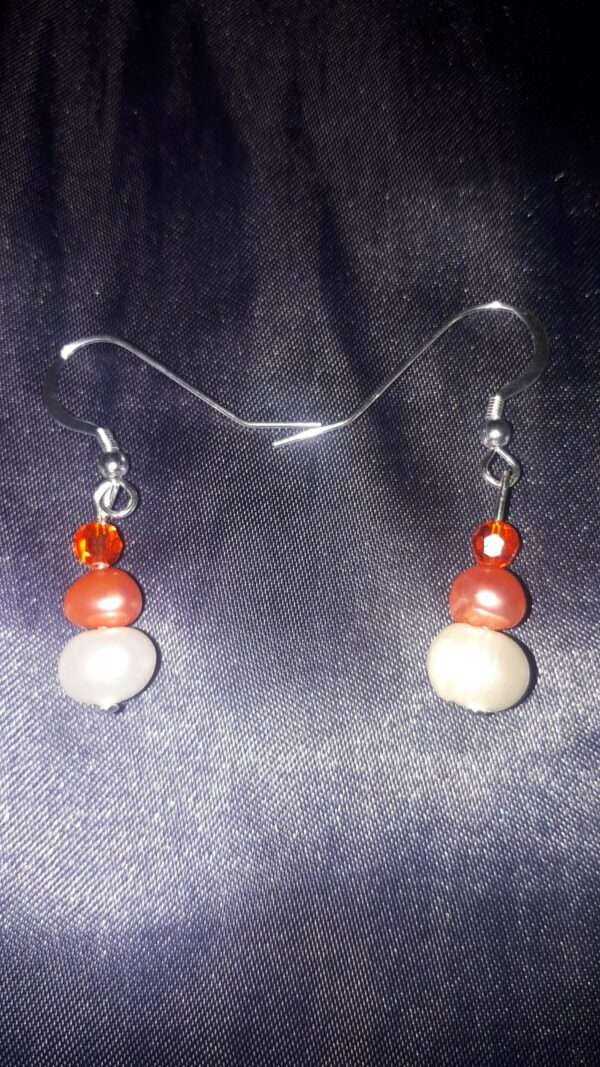 Hyacinth Swarovski Crystals, Cream and Pink Freshwater Pearls with Sterling Silver Hooks