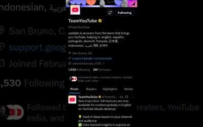 Youtube official page on twitter to get help and support.