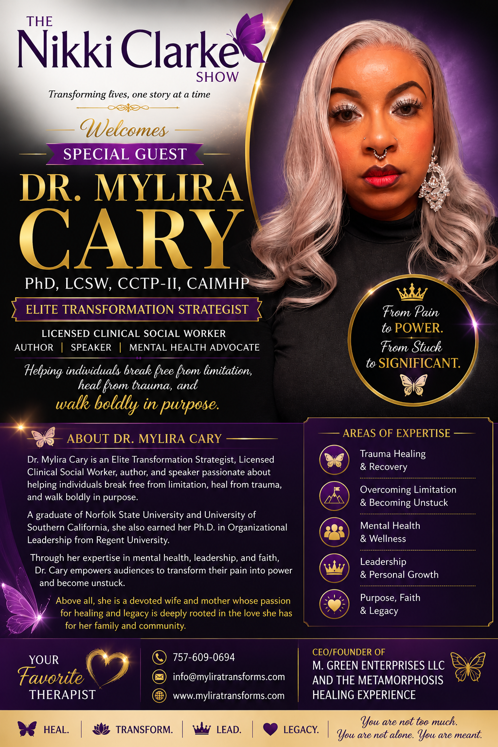 Nikki Clarke Show welcome Special Guest Dr. Mylira Cary