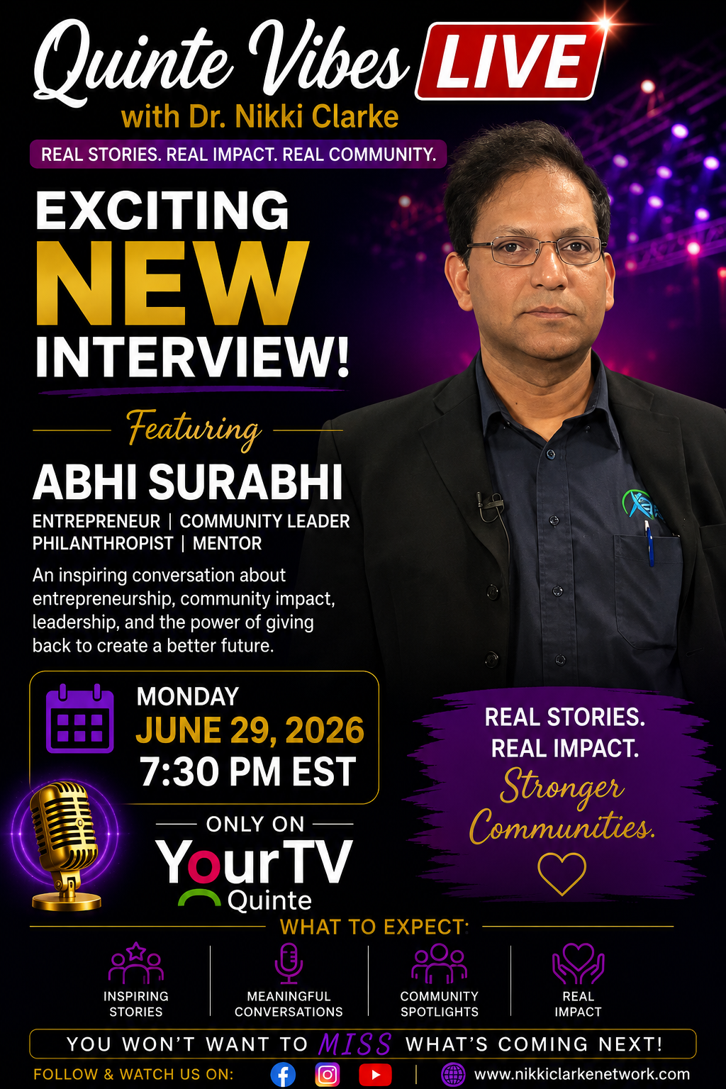 Quinte Vibes Live with Dr. Nikki Clarke featuring Abhi Surabhi