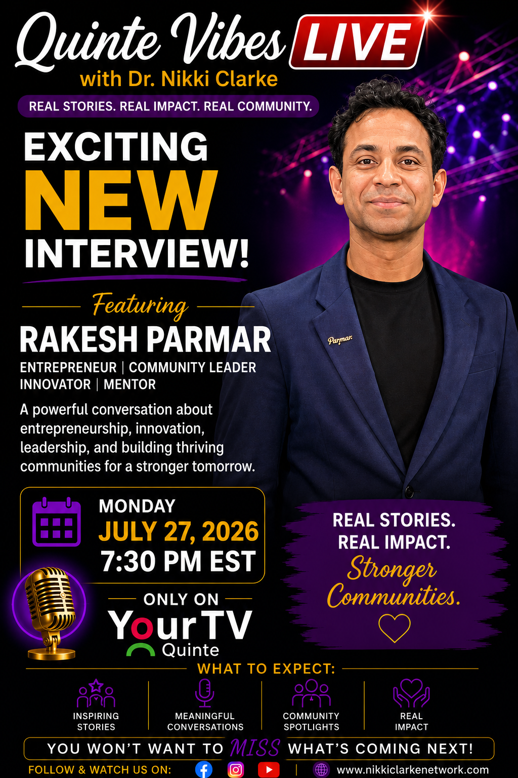 Quinte Vibes Live with Dr. Nikki Clarke featuring Rakesh Parmar