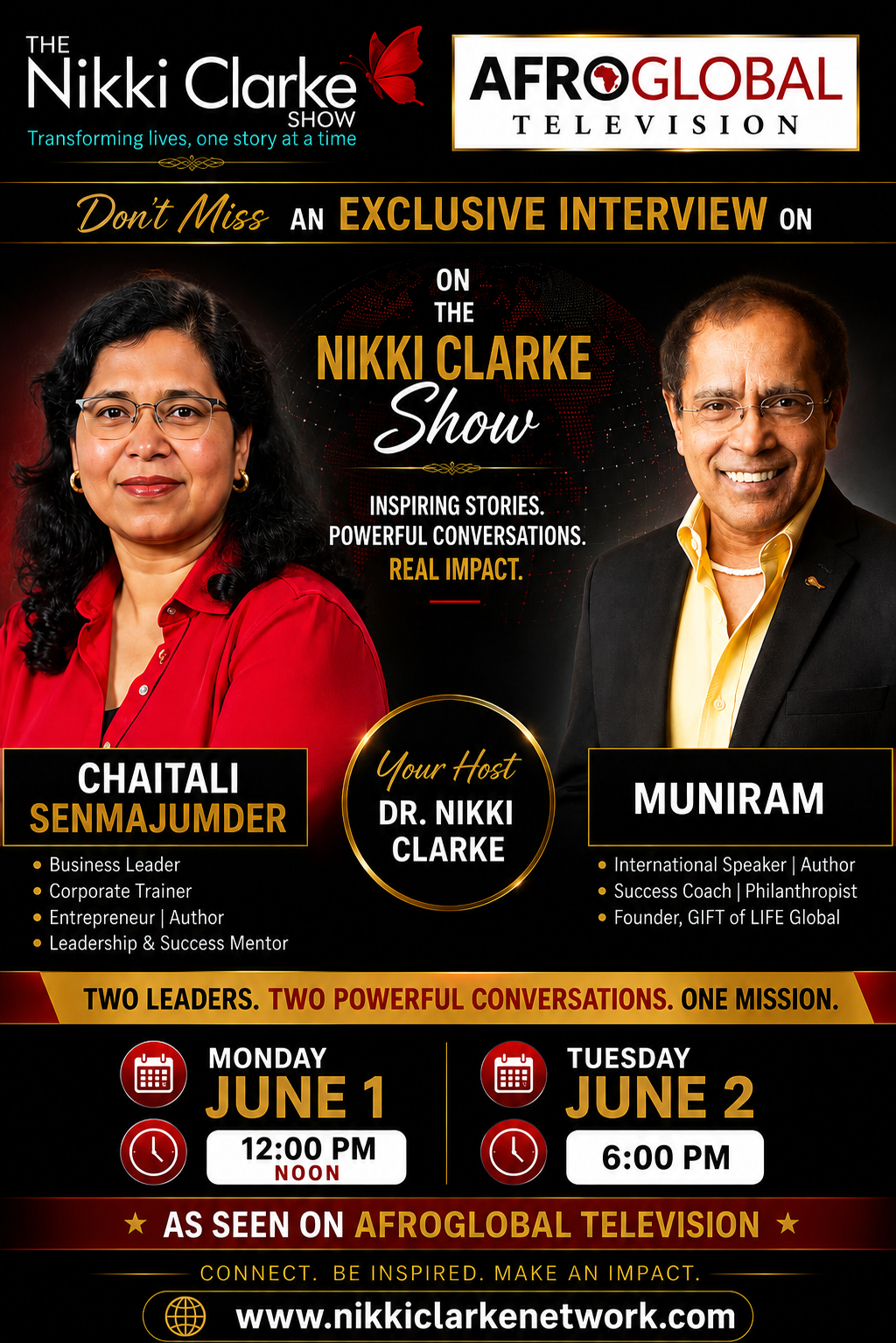 Nikki Clarke Show exclusive intervuiew with Chaitali Senmajumder and Muniram