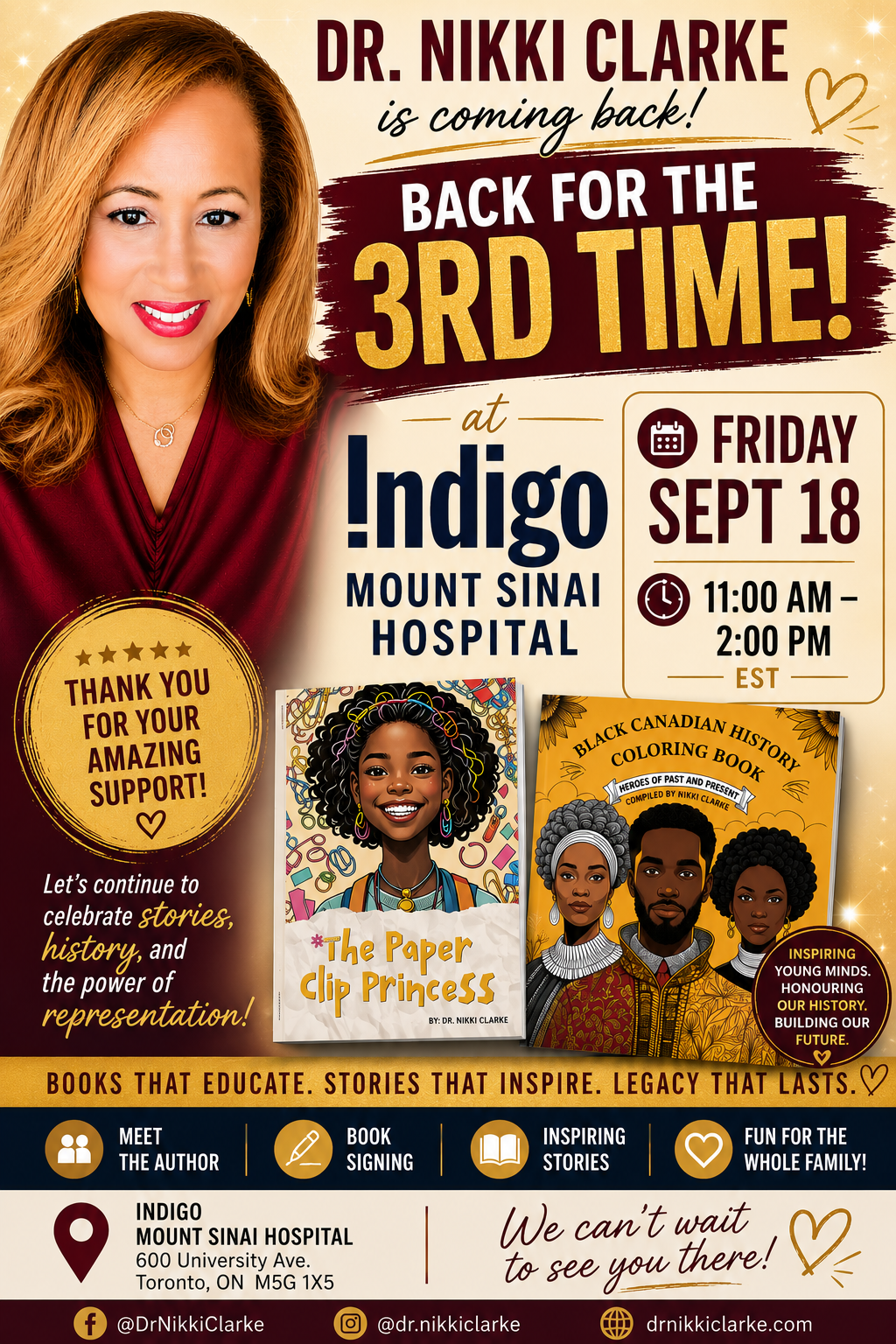 Dr. Nikki Clarke is coming back for the 3rd time!