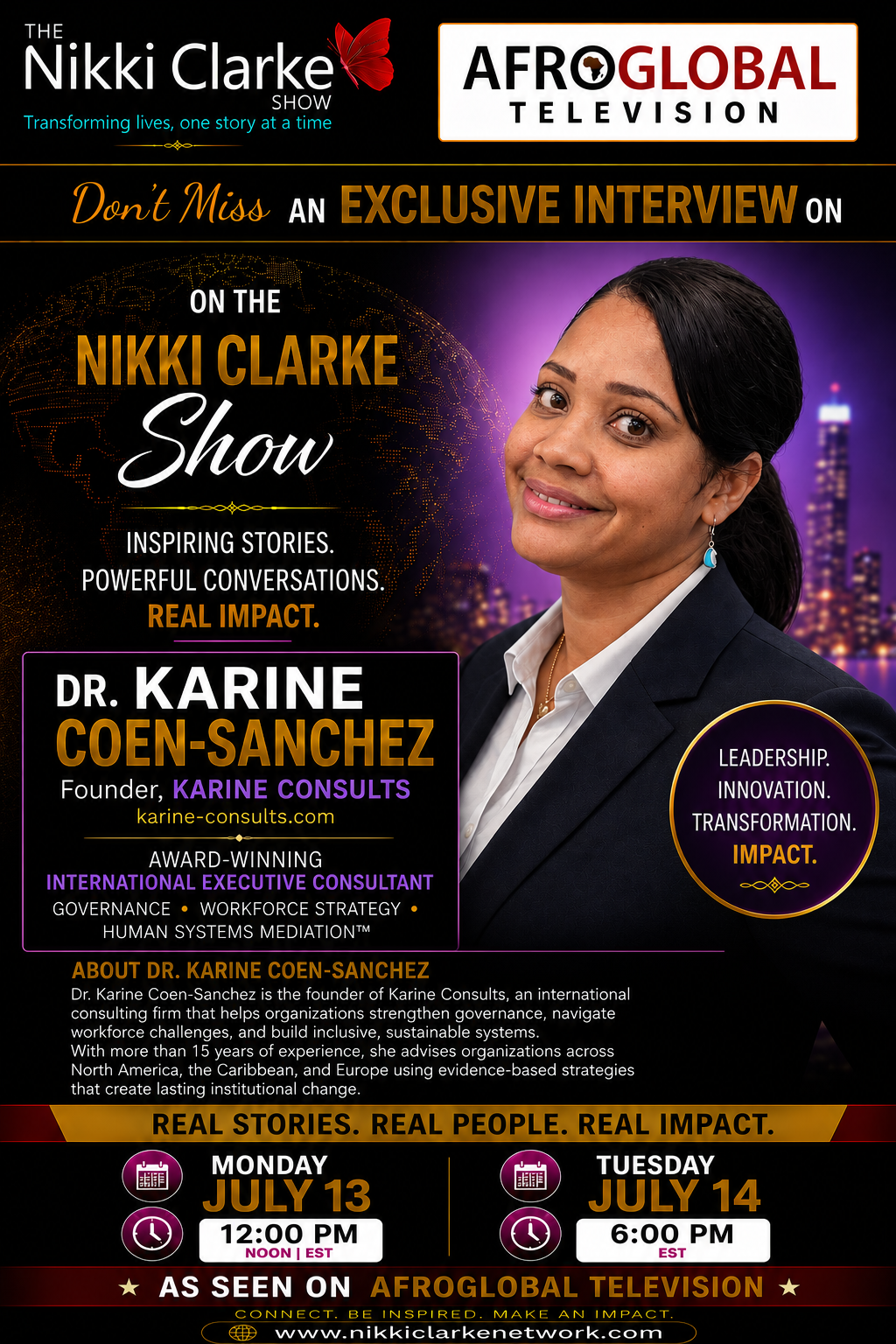 Nikki Clarke Show Exclusive Interview with Dr. Karine Coen-Sanchez