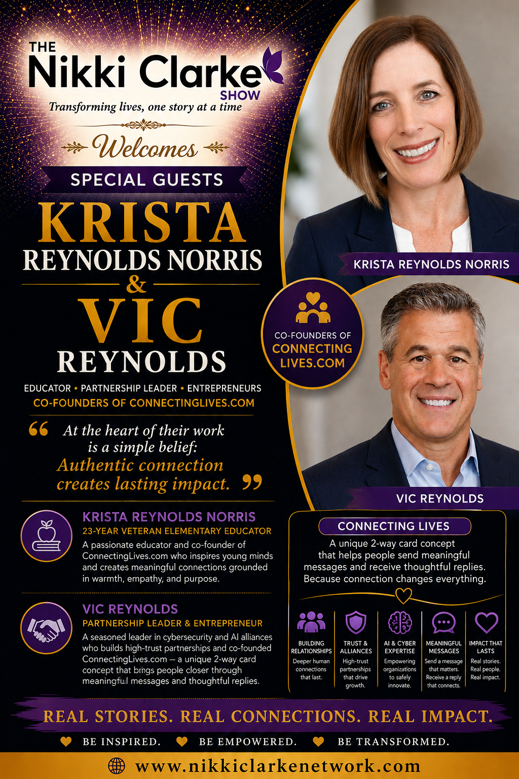 Nikki Clarke Show Welcomes Special Guest Krista Reynold Norris and Vic Reynolds
