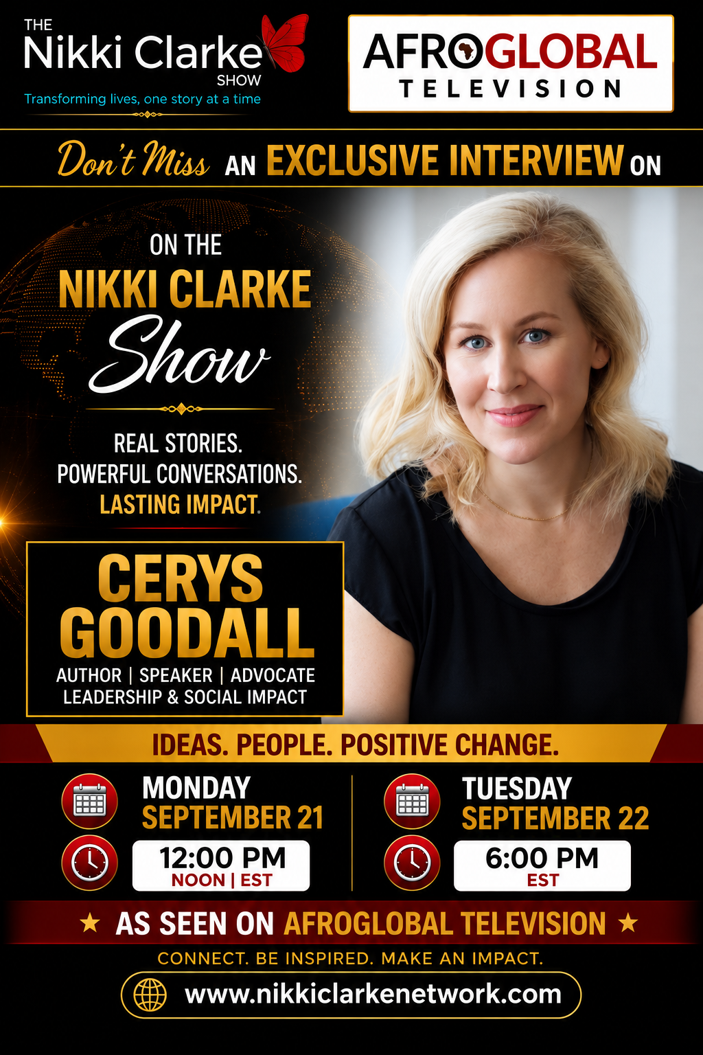 Nikki Clarke Show Exclusive Interview with Cerys Goodall